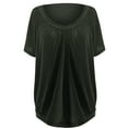 thumbnail image 7 of MIXUE Boho Tops For Women Summer Solid Color V Neck Short Sleeve Loose Casual T Shirts Holiday Wear,Green,XL, 7 of 7