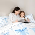 thumbnail image 5 of Erosebridal Cute Coquette Bow 7-Piece Bedding Comforter Set For Girls,Blue Letter U Initial Monogram King Bedding Sets,Reversible, 5 of 7