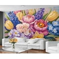 thumbnail image 4 of Floral Wall Mural - Spring Flower Wall Murals, Colorful Flowers Hd Photo For Living Room Bedroom, Flower Mural 110"W x 79"H (Not Peel and Stick), 4 of 6