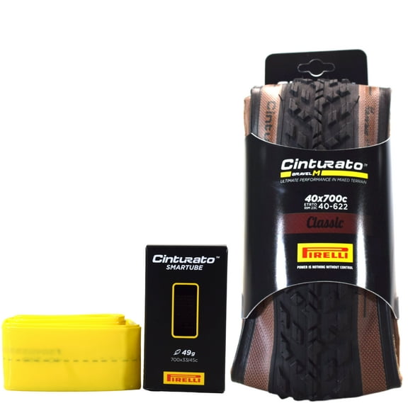 Pirelli Cinturato GRAVEL M Classic 40-622 (700x40c) Gravel Bicycle Tire   SmarTUBE 33/45-622 Presta 60mm - 1 Pack