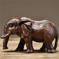 thumbnail image 1 of Solid wood elephant figurine, absorbent, carved from rosewood, male and female elephants, wooden home decoration for living room, auspicious decoration for wealth., 1 of 4