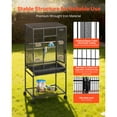thumbnail image 3 of KFFKFF Spacious Bird Cage, 24.6 x 16.7 x 53.9 inch, Flat Top Design, Durable Wrought Iron Construction with Perches, Removable Tray, Feeders, and Wheels, Suitable for Parrots, Blue Tits, Cockatiels, 3 of 9