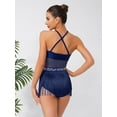thumbnail image 4 of YiZYiF Womens Shiny Jazz Latin Dance Leotard Tassel Bodysuit Stage Shows Dancing Party Dress Navy Blue XXL, 4 of 6