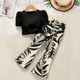 thumbnail image 5 of NAISIBABY Girls Clothes Set, Bubble Sleeve Crop Top & Flare Leg Pants 2-Piece Kids Fashion Outfits Black 9T, 5 of 5