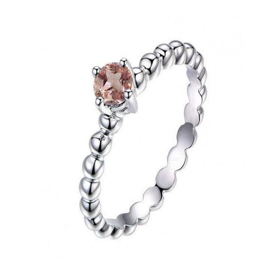 1 Carat Morganite Solitaire Engagement Ring in 14k White Gold affordable morganite and diamond engagement ring