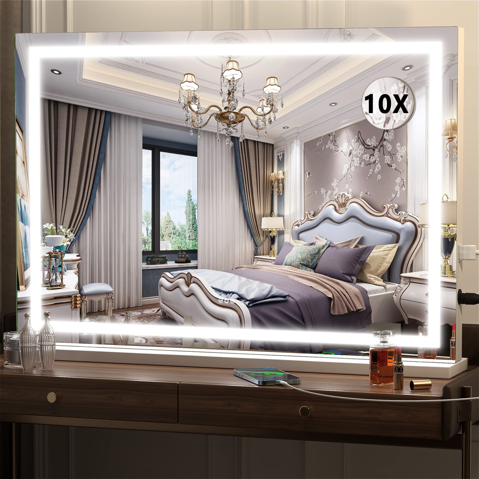 Hasipu Vanity Mirror with Lights, 40" x 32" LED Makeup Mirror, Lighted
