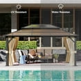thumbnail image 6 of Sunmthink 12x16 ft. Outdoor Hardtop Gazebo, Polycarbonate Double Roof Gazebo Aluminium Frame Canopy with Netting and Curtains, Brown, 6 of 7