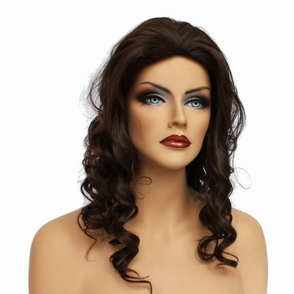 Classic Cap women Synthetic curly wavy Long Dark Brown wig HengFeng MLW41  SKU: 10B11