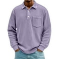 thumbnail image 2 of Men's Corduroy Fashion American Style Casual Button-Down Collar Pullover Hoodie, Retro Look for Fall,Purple,XL, 2 of 4