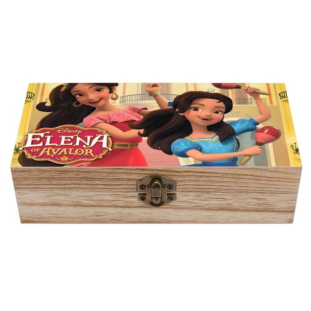 Elena de Avalor Caja Organizadora de Madera Rústica - Caja Decorativa Multifuncional para Escritorio, Hogar, Oficina, Joyas y Manualidades