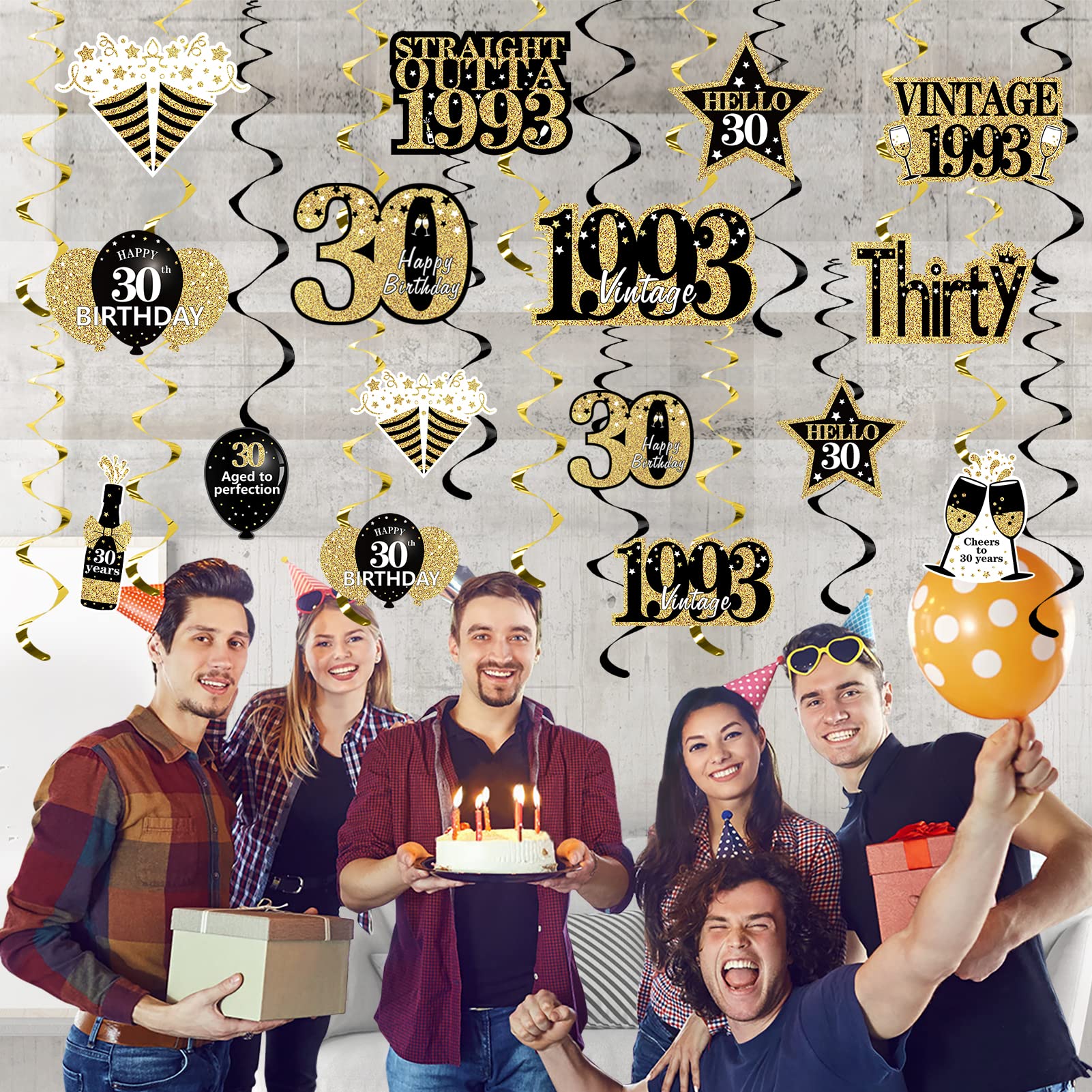 30Pcs 30th Birthday Decorations for Men Women 30th Birthday Party Decor