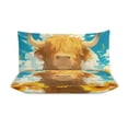 thumbnail image 3 of 3 Pcs Soft Bedding Set, Includes 1 Duvet Cover with Zipper And 2 Pillow,Shams Highland Cow with Sunflowers Twin(86"x70"), 3 of 8