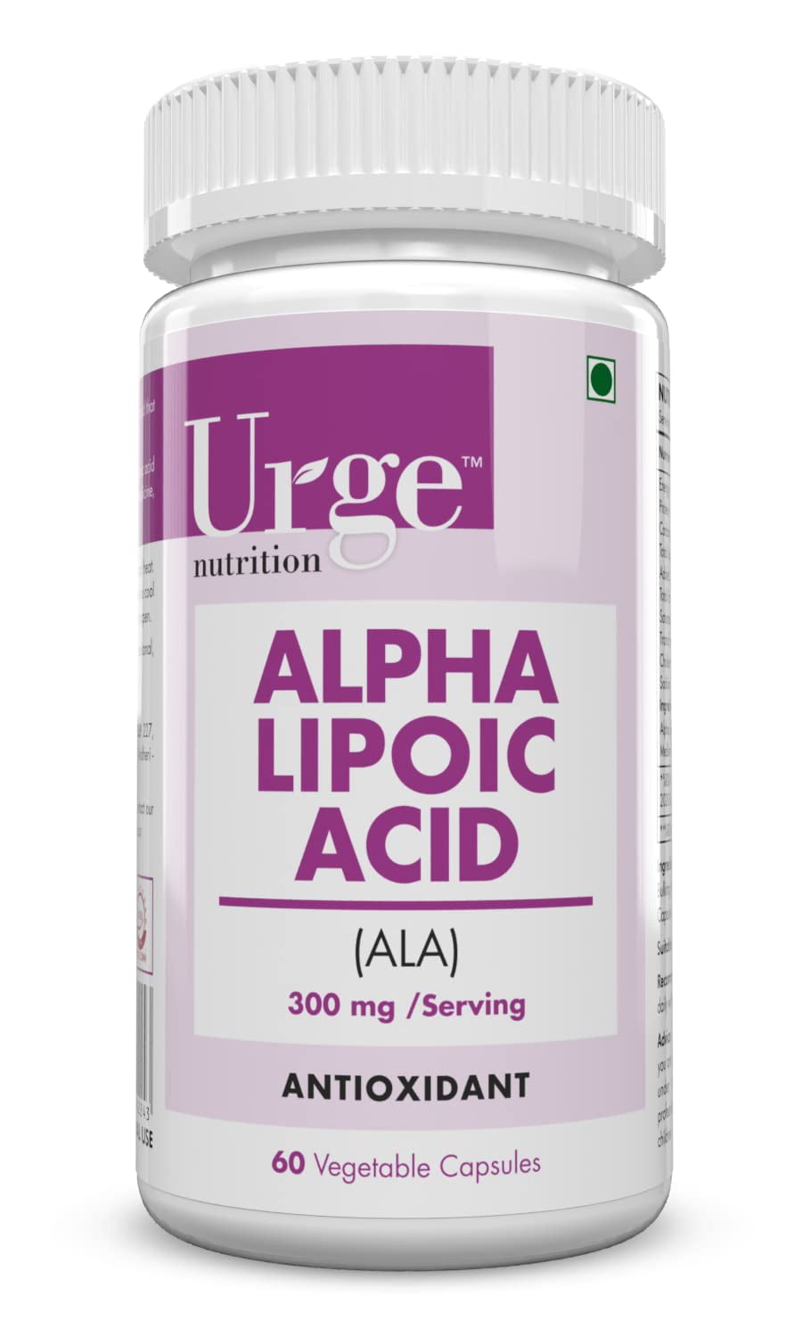 Urge Nutrition Alpha Lipoic Acid Ala 300Mg Per Serving 60 Veg. Capsules