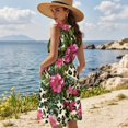 thumbnail image 2 of Garronmavis Leopard Couples Matching Outfits Mens Lightweight Button Down Shirts Size 7XL and Womens Summer Dresses Loose Sleeveless Flower Polyester Crewneck Sundress, 2 of 7