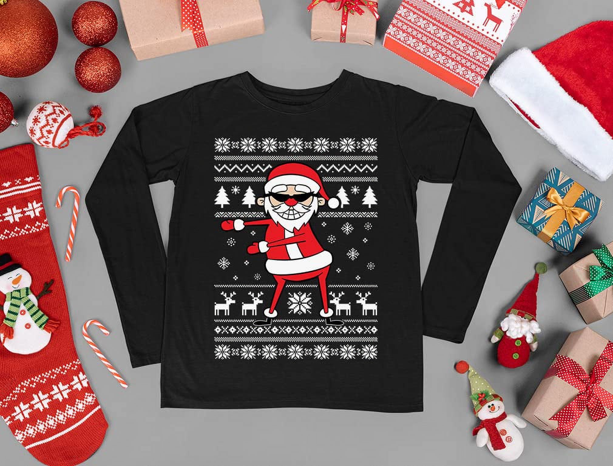 Tstars Boys Unisex Ugly Christmas Sweater Santa Floss Kids Christmas Gift Funny Humor Holiday Shirts Xmas Party Christmas Gifts for Boy Toddler Kids Long Sleeve T Shirt Ugly Xmas Sweater - image 4 of 6