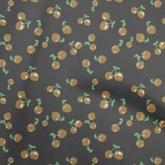 oneOone Cotton Flex Gray Fabric Fruits Cherry Dress Material Fabric Print Fabric By The Yard 40 Inch Wide