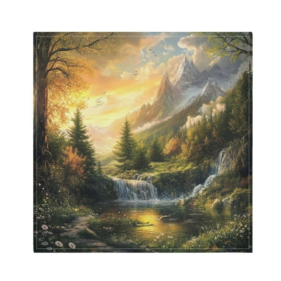 Napkin Satin Napkin 20*20Inchx1 Kitchen Towel Dinner Plate Towel Decorative Towel Napkin Tea Towel Suitable For Kitchen Table Picturesque Mountain