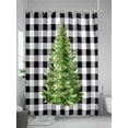 thumbnail image 5 of Christmas Tree Long Shower Curtain Set, Waterproof Shower Curtains for Bathroom, White Black Plaid Farmhouse Xmas Holiday Washable Fabric Cloth Bath Curtain for Bathtub with Hooks 72x84 Inches, 5 of 6