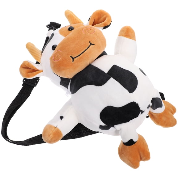 LOLIPPYY Black Cow Plush Crossbody Bag with Adjustable Strap, Cute Small Purse for Everyday Storage and Travel
