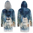 thumbnail image 3 of Hello Winter Persian Welcome Snowy Night Watercolor Vintage All Over Print 3D Hooded Duffle Toggle Coat Cat Lover Kitten Owner Gifts - 01011, 3 of 6