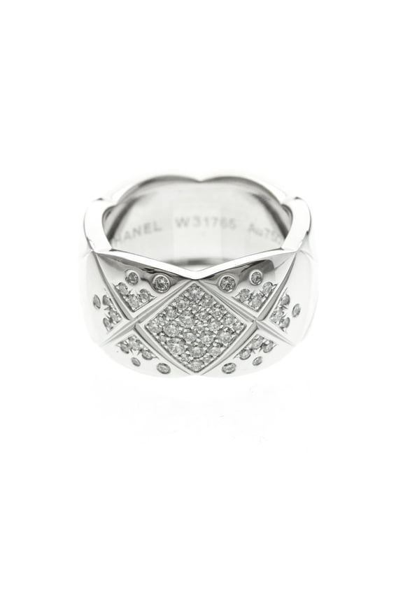 Pre-Owned Chanel Coco Crush Ring Large Model Diamond White Gold (18K) Fashion Diamond Band Ring...