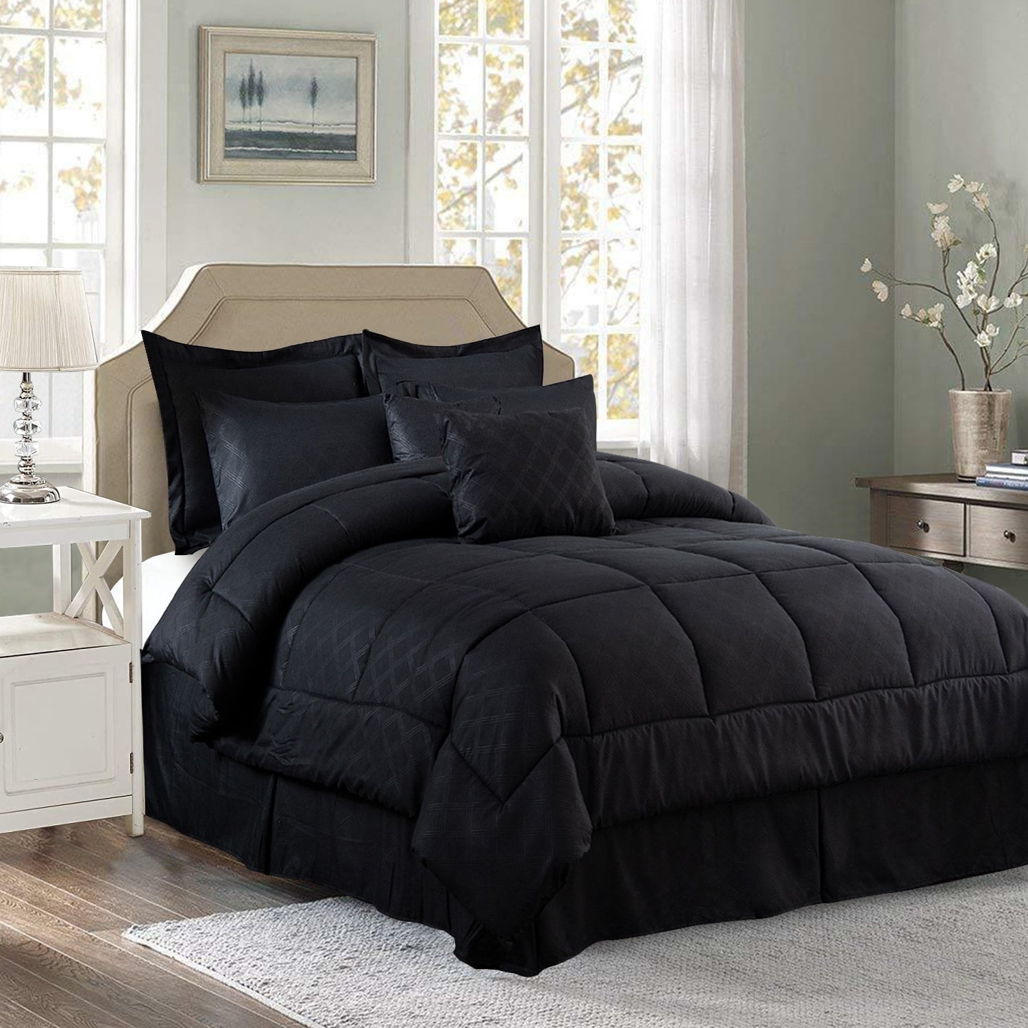 JML Black Plaid Comforter Set Queen - Walmart.com