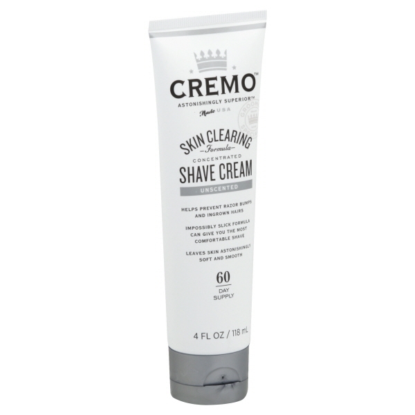 Cremo Unscented Shave Cream With Skin Clearing Formula Helps Prevent