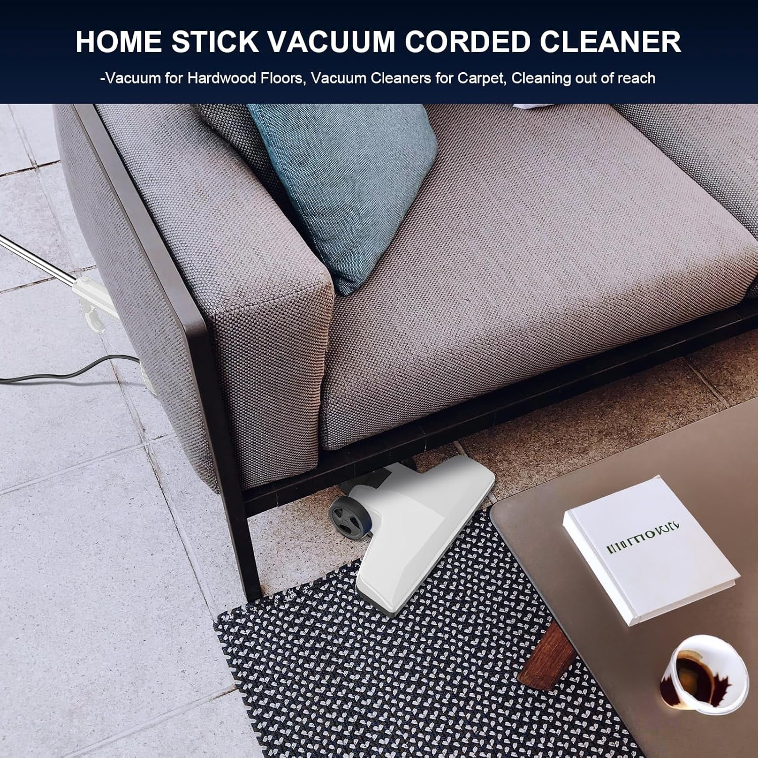 Vacuum Cleaners for Home - Corded Stick Vacuum Cleaner, Rechargeable High Power Vac for Pet Hair Carpet Hardwood Floor, Household Wireless Hand Lightweight Handheld Portable Car Vac, MC White