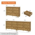 thumbnail image 3 of WAMPAT Dressers with 12 Drawers for Bedroom, 2-in-1 Wooden Chest of Drawers, Modern Closet Storage Organizer Unit with Solid Wood Legs for Living Room, Hallway, Nursery, 94.4x15.4x32.4, Oak Brown, 3 of 6