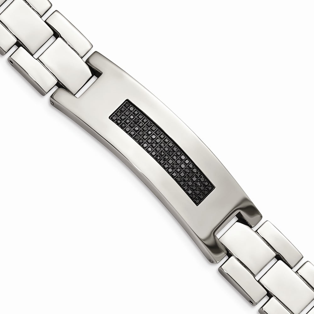 Stainless Steel Polished 1/2ct tw. Diamond 8.25in Chain ; 8.25 inch; for Adults and Teens; for Women and Men