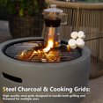 thumbnail image 5 of LINJH MGO Concrete 18" Round Charcoal Wood Burning Firepit, Grate, BBQ Grill, 5 of 6