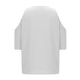 thumbnail image 4 of Fanxing Linen Shirt Women Plus Size Cold Shoulder Tops Breathable Cotton Linen 3/4 Sleeve Shirts Vacation Dressy T Shirts S-5XL, 4 of 6