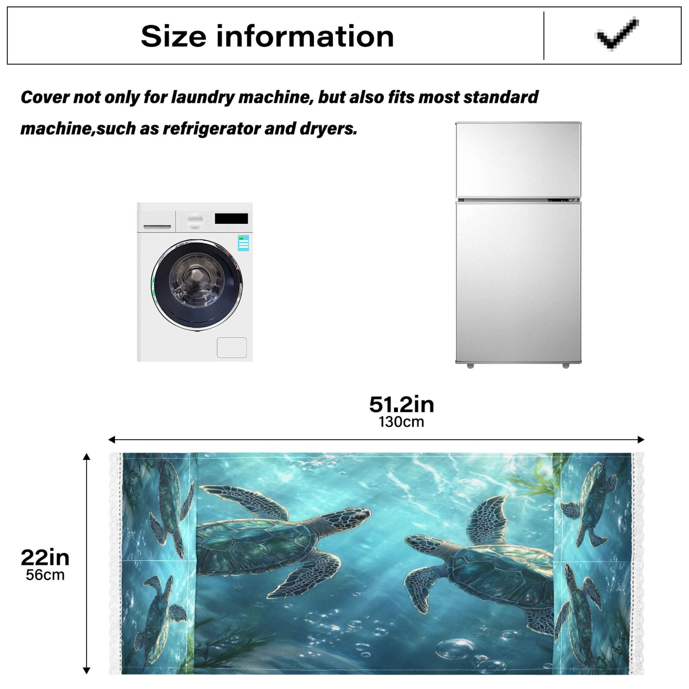 WOBOGO Sea Turtle Playing Figure Washing Machine Cloth Dryer Refrigerator Top Cover Protective Non-Slip Mat For Kitchen Laundry
