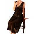 thumbnail image 2 of Camisón Elegante de Mujer con Escote en V, Sin Mangas, de , con Encaje y Falda Larga con Tirantes Anchos. Negro M, 2 of 9