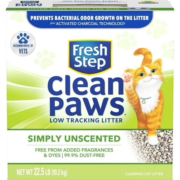 Fresh Step Clean Paws Unscented Clumping Cat Litter, 22.5 lbs