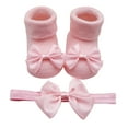 thumbnail image 5 of Wxolcjlv Warm Baby Socks Children Kids Soft Bottom Shoes Bowkot Princess Floor 1Pc + 1Pc Bow Hairband Cute Soft Socks,0M-12M, 5 of 6