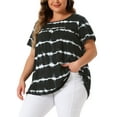 thumbnail image 4 of Agnes Orinda Women's Plus Size Tops Tie Dye Short Sleeve Casual Round Neck Pleated Summer Basic T Shirts 3X Black, 4 of 6