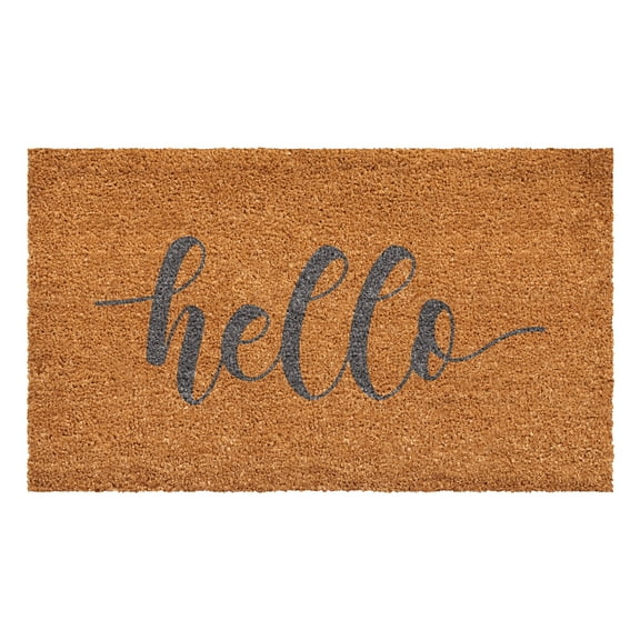 Calloway Mills 112082448 Grey Hello Script Doormat 24" x 48"