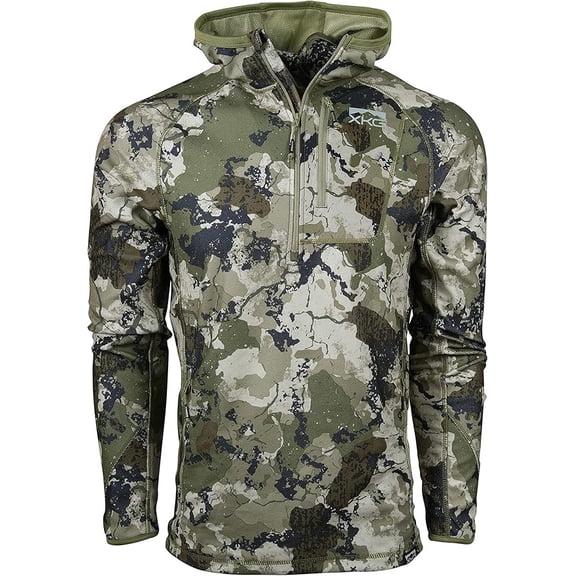 King's Camo XKG Covert 1/2 Zip Hoodie with Built-in Face Mask, Desert Shadow, Large