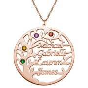 Personalized Planet Rhodium, Gold or Rose Gold Plated Name and Birthstone Family Tree Necklace ,Women's