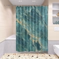 thumbnail image 5 of Shower Curtain and Rug Sets 4pcs Bathroom Sets Includes 12 Free Hooks 66" x 72" Blue Green Marble Texture, 5 of 8