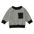 thumbnail image 1 of Gibobby blusas y camisas para Niños Camiseta estampada a rayas de manga larga para niños pequeños y niñas con bolsillo(Negro, 12-18 Meses), 1 of 4