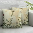 thumbnail image 3 of Spring Green Herbs Plant Leaf Floral Pillow Covers , Vintage Sage Green Wild Flowers Throw Pillow Cover Square Cushion Cover for Home Sofa Patio Bedroom Livingroom, 3 of 5