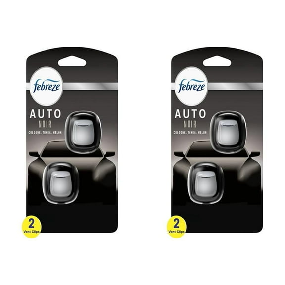 Febreze Vent Clip Car Air Freshener, Odor Eliminator, Auto Noir Scent, 4 Clips (2 Packs) C40