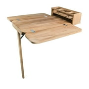 Whitecap 61392C Teak Cockpit Table with Folding Leaves and Four Drink Holder