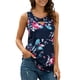 thumbnail image 5 of Chaleco de mujer Boho Camiseta sin mangas con estampado floral Camiseta con cuello en V, Azul marino, XL sidaley AP002566-19, 5 of 7