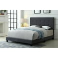 thumbnail image 1 of Logan Adjustable Upholstered Platform Bed with Button Tufted Headboard, Modern Linen & Faux Leather Bed Frame, Grey, Double, 1 of 1