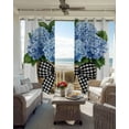 thumbnail image 6 of Blue Hydrangea Blackout Curtains for Bedroom Living Room Darkening Curtains 84 Inch Length 2 Panels Set Modern Watercolor Flower Leaf Bow Window Curtain Window Treatment Grommet Drapes 42"x84", 6 of 9