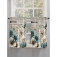 thumbnail image 5 of Teal Tulip Butterfly Bathroom Window Curtain, Beige Turquoise Floral Farmhouse Wooden Light Filtering Coffee Kitchen Curtains, Bedroom Living Room Curtains 2 Panel 84"x45", 5 of 6
