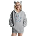 thumbnail image 2 of EchfiProm Womens Gray Sweatshirt Pullover Hooded Hoodies with Pockets Fall Long Sleeve Tops for Ladies Graphic, 2 of 4